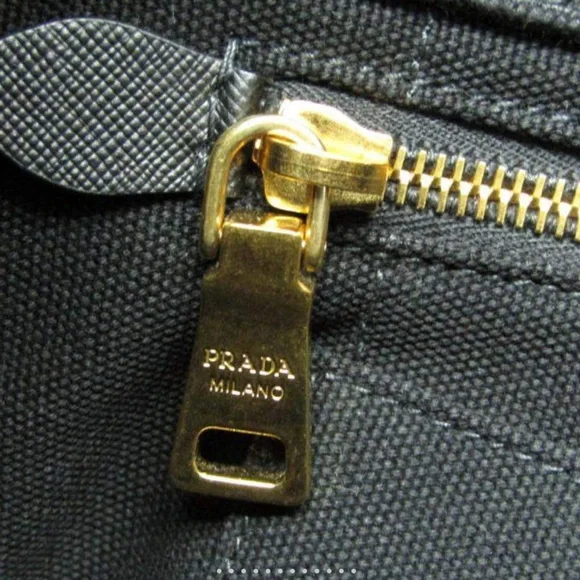 Prada Canapa Black Tote with front Embroidered Brand Logo w/  Authenticity card - Picture 11 of 16